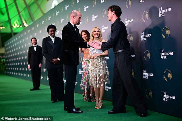 The Prince of Wales shakes hands with superstar Shawn Mendes at the ceremony