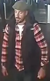 Man with a goatee wearing a plaid shirt, dark vest, and green flat cap.