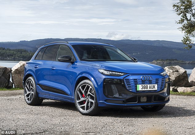 Audi has the most SUV and crossover options in its current line-up. There are 18 variants in total in its showrooms today, including the new Q6 e-tron EV (pictured)