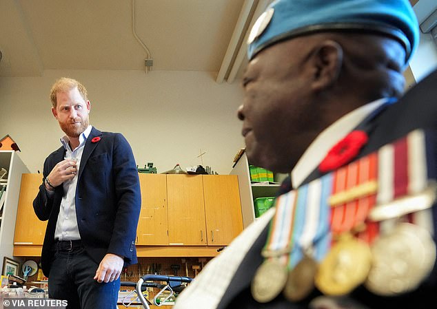 Harry spoke to Ozzie as he visited Sunnybrook Hospital's veterans centre in Toronto