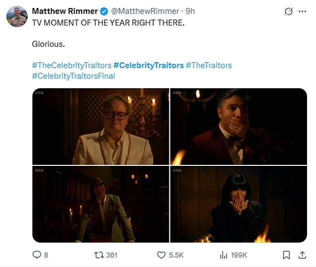 It's estimated that 10 million people tuned in for the grand finale that saw Traitor Alan, 49, hoodwink Nick Mohammed and David Olusoga into believing he was a Faithful