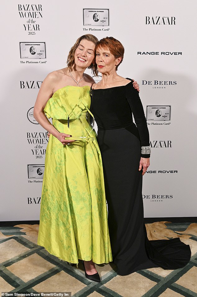 The actress was presented with the award by Celia Imrie