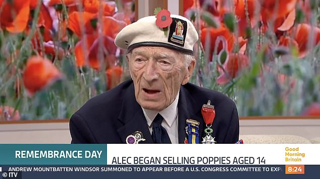 Alec recalled fighting alongside close friends, many of whom lost their lives, and called himself 'just a lucky one' for having survived the war.