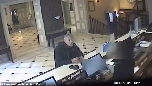 The wannabee spy was seen checking into the front desk at a Hilton Hotel in London