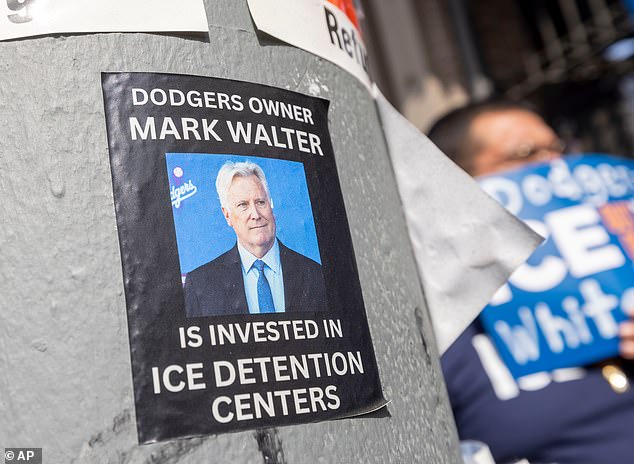 Dodgers owner Mark Walter's financial services firm is invested in a private prison company and has sparked protests from fans