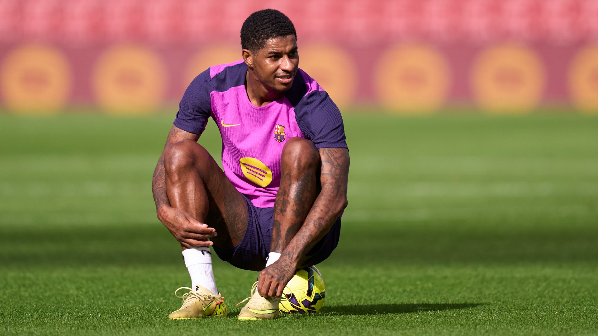 Marcus Rashford's first impression of Nou Camp as he finally gets to train in stadium for first time since Man Utd exit