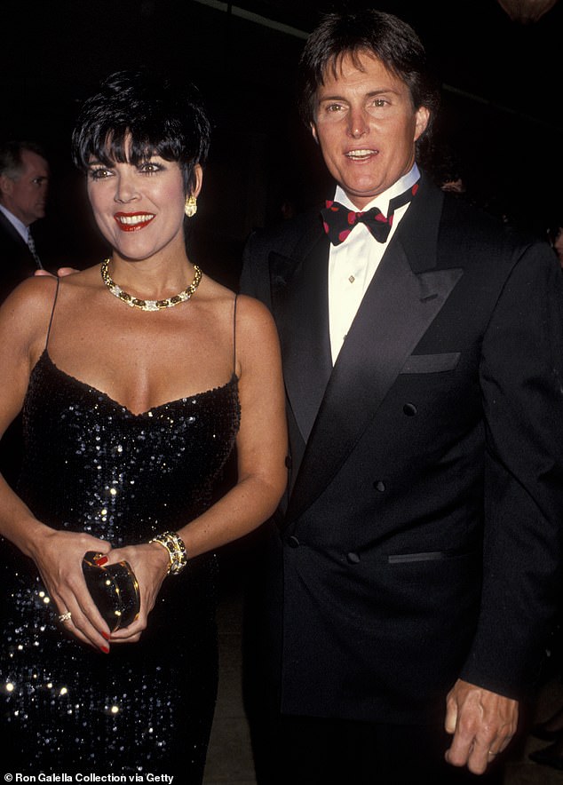 Her second husband, who was then known as Bruce Jenner, married her in 1991 and split from her in 2013 before coming out as Caitlyn Jenner in 2015; the couple are pictured in 1993