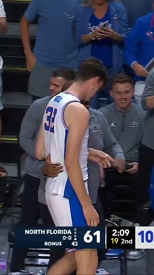 Rioux - who stands at 7-foot-9 - was subbed in for the Florida Gators on Thursday night