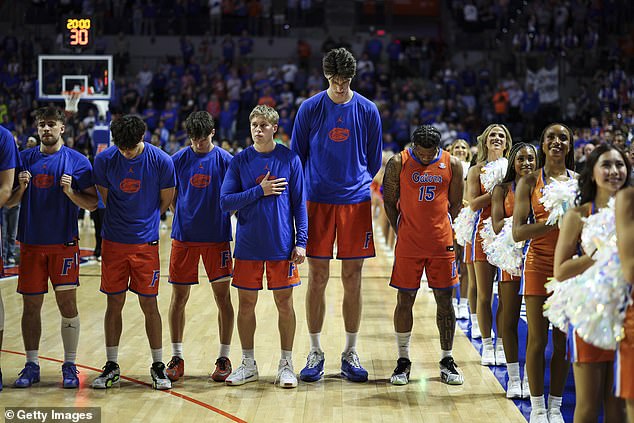 Rioux pictured alongside his Florida teammates during a game earlier this year