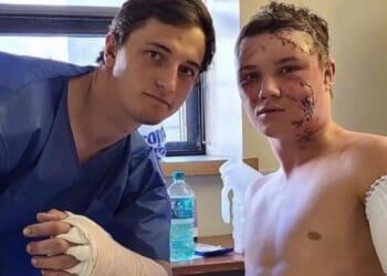 I was mauled by 500lb grizzly bear as I tried to save pal