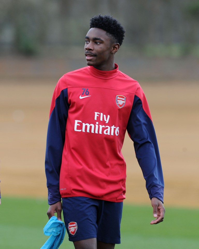 Stefan O'Connor of Arsenal during a training session.