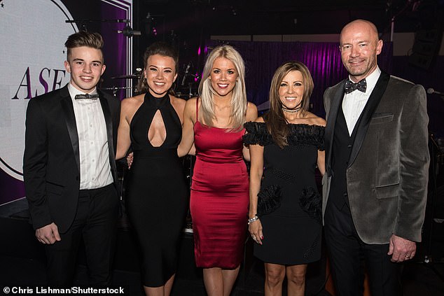 Chloe, second left,  is the eldest daughter of England and Newcastle legend Alan Shearer, who also celenrated the engagement of Hollie, centre, last November