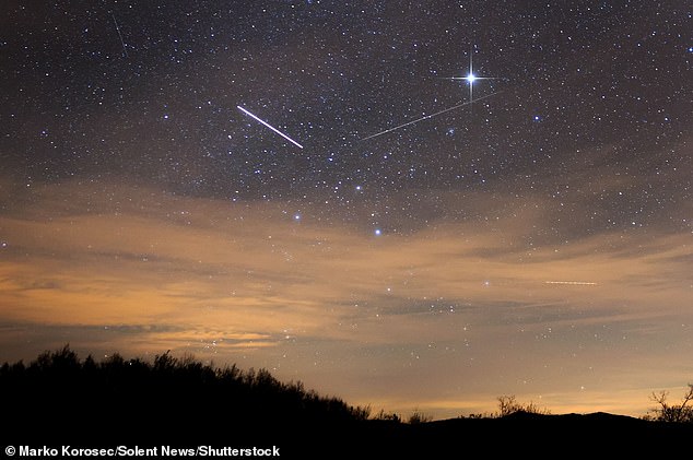 The Taurid meteor shower (Pictured) can be seen from Earth every year in late October and early November as the planet passes through the debris trail of the comet Encke