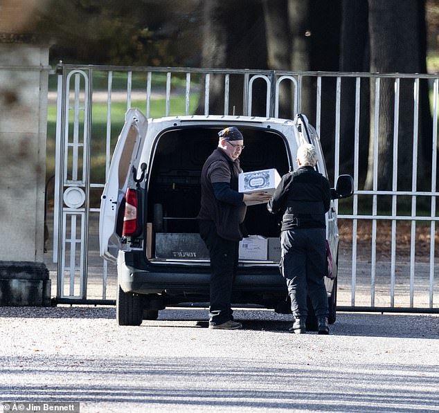 Several boxes of Devaux Champagne were being unloaded from a Majestic Wines van outside the gates of the Grade II-listed mansion