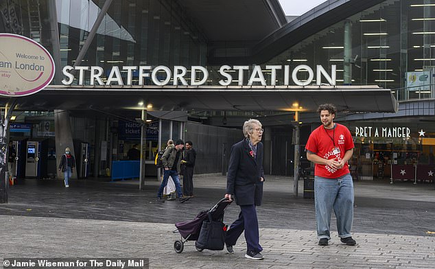 Outside Stratford Station there were preachers and charity collection workers but no poppy sellers