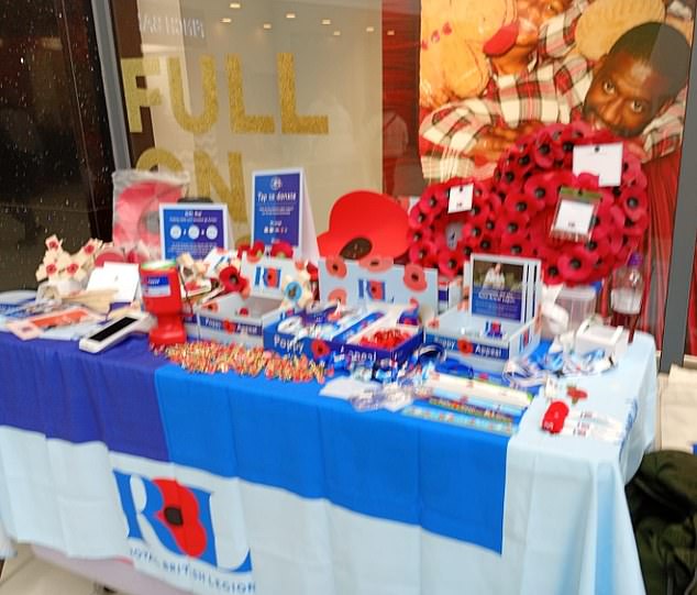 There was a Royal British Legion stall in the Mall shopping centre in Blackburn, Lancashire, but the Daily Mail found few people donning poppies