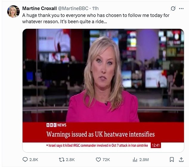 Ms Croxall's message for supporters after she was praised for rejecting gender-neutral language live on air