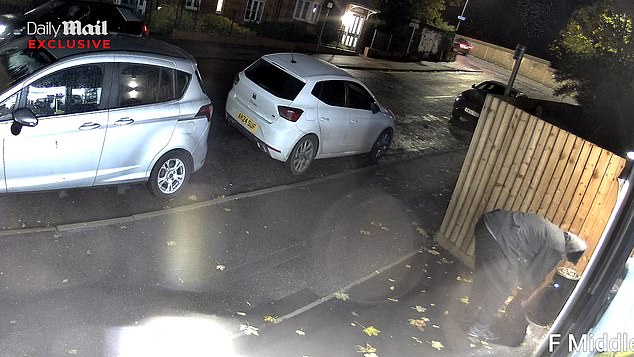 After leaving the shop for the first time, the man returned with a plastic bag and appeared to drink something before he entered the shop with a knife