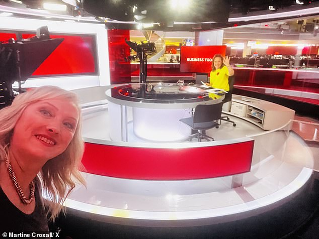 Ms Croxall posted a picture of herself this week smiling into the camera with her colleague Sally Bundock sitting behind the newsdesk as the duo prepared to go live on air
