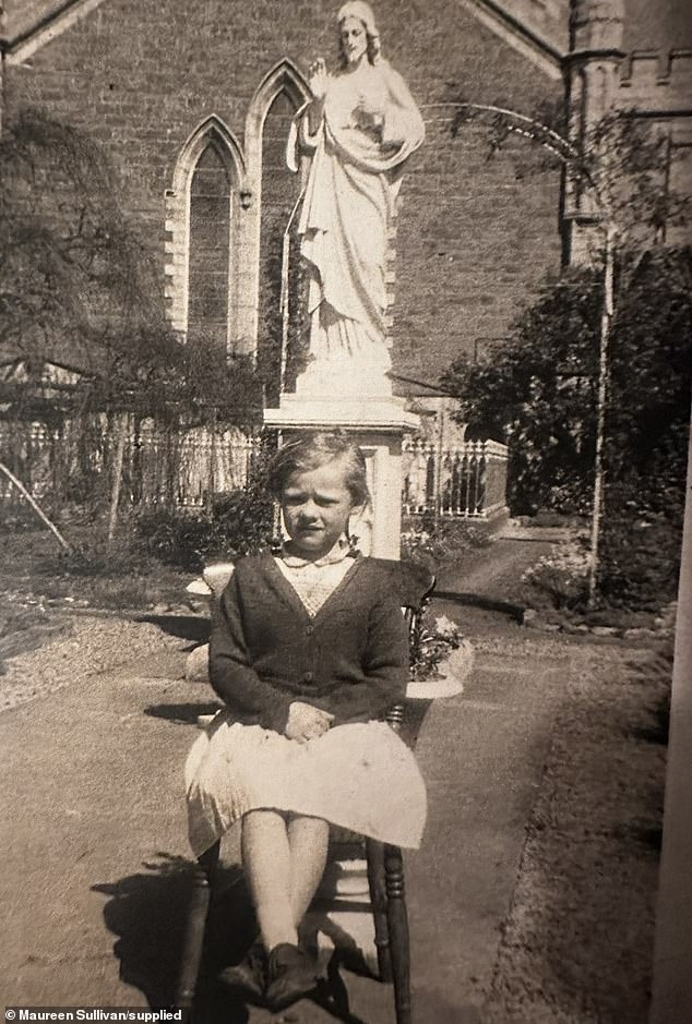 After enduring the sexual abuse from the age of eight to 12, she finally plucked up the courage to confide in her teacher - but was quickly removed from her family and sent to the laundry, so as not to 'corrupt' others with her trauma (Maureen pictured as a child)