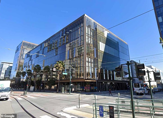 The trial centers on the non-violent protest group whose members claim they have been repeatedly arrested, including in February when three were taken into custody for allegedly refusing to leave company's SF headquarters (pictured)