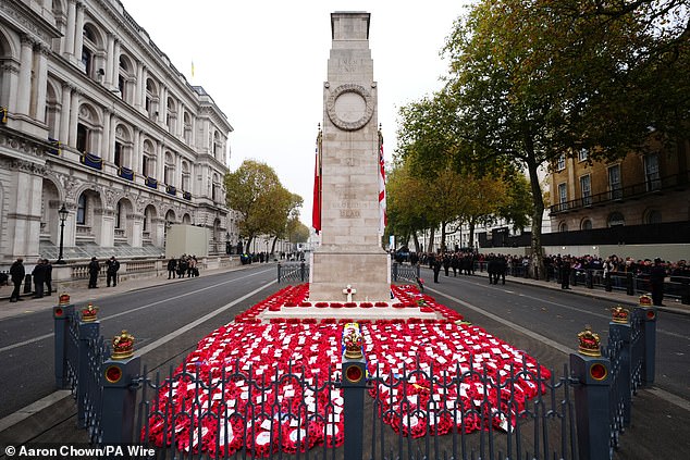 The Cenotaph at Whitehall during last year's Remembrance Sunday service. Gove writes that November 11  unites the country in the memory of our war dead, and the sacrifices they made