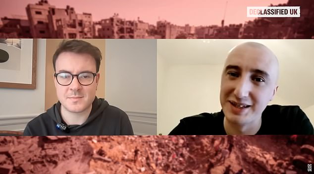 Mr Middlebrough (right) appears on the YouTube channel Declassified UK and speaks about returning to prison