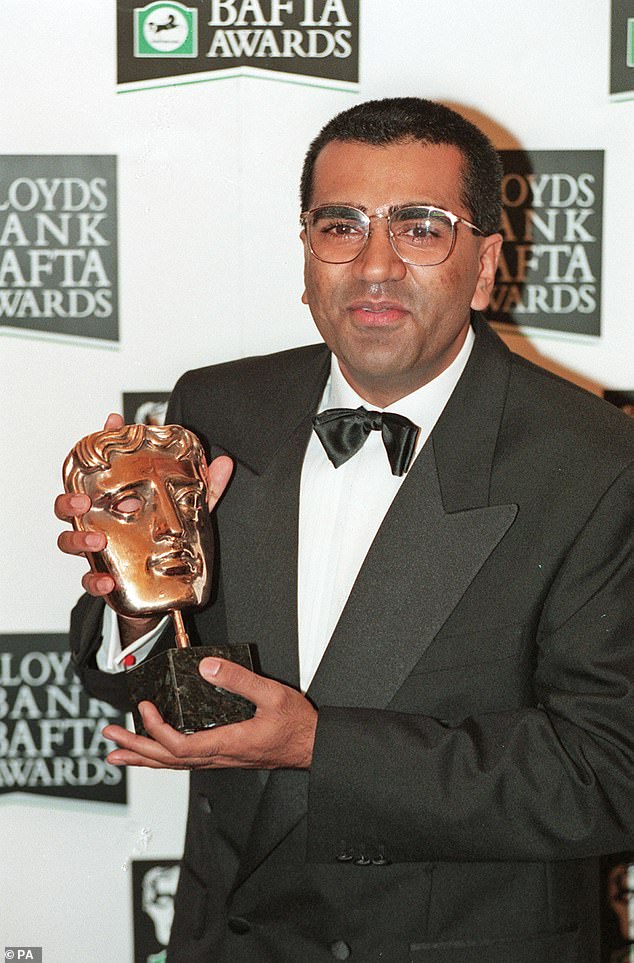 Bashir in 1996 with his BAFTA for his Panorama interview. Webb writes that the 'ambitious Bashir was desperate to become a celebrity journalist'