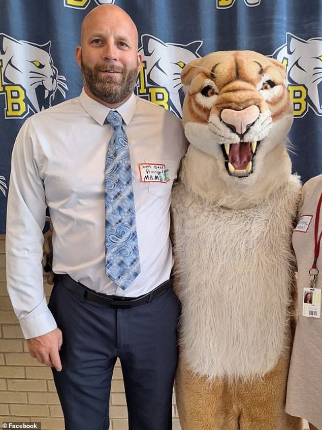 Community members have since joined the outcry over Black¿s (pictured) costume, insisting that the Superintendent and school board act if he does not resign