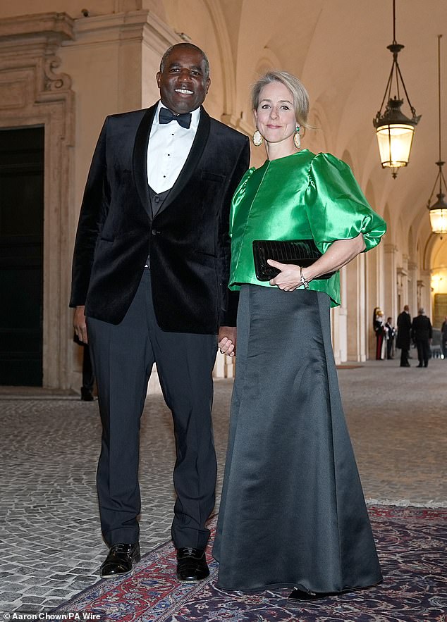 Lammy and his wife Nicola Green in April this year. Ms Green told police that at one point Mr Mimun showed her a knife in the glove compartment