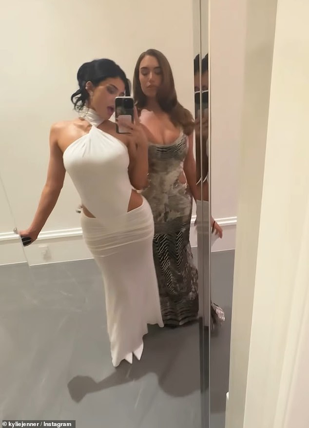After the girls showed off their glamorous outfits, Kylie also shared photos of a clip of her and her close pal Stassie Karanikolaou showing off their floor-sweeping gowns