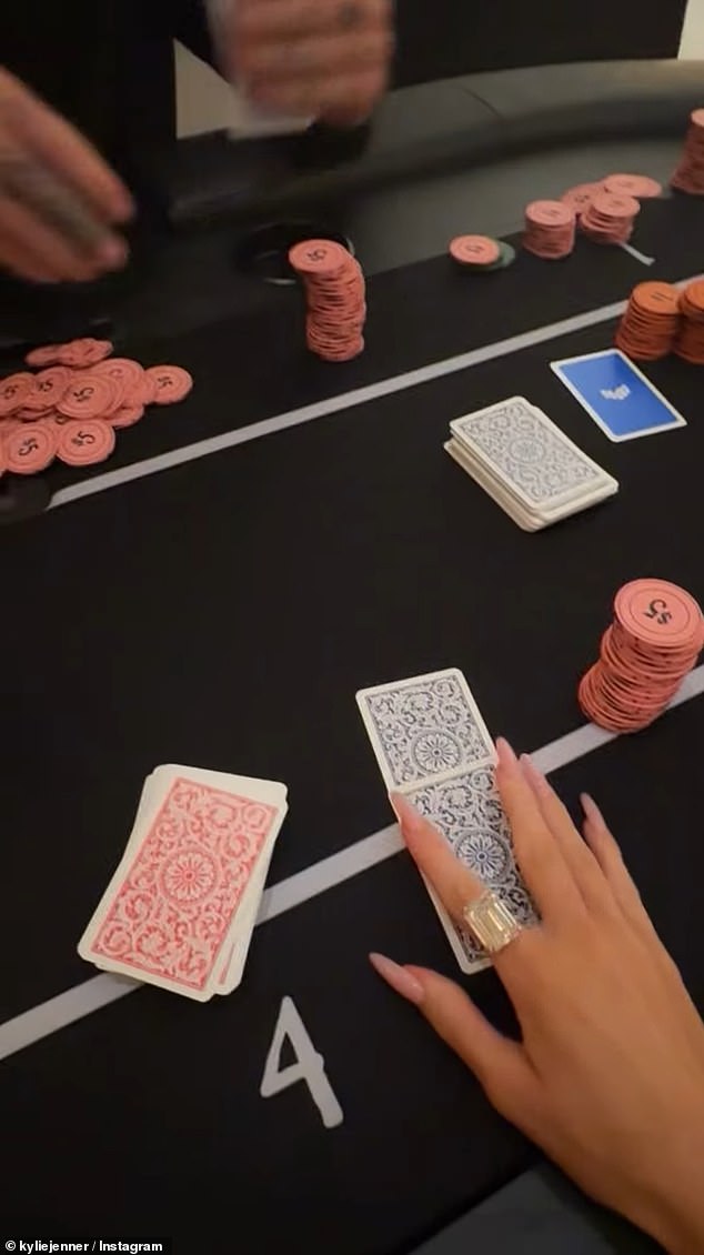 The youngest Kardashian-Jenner sister also posted a view of a poker table at the matriarch's 007-themed 70th birthday party
