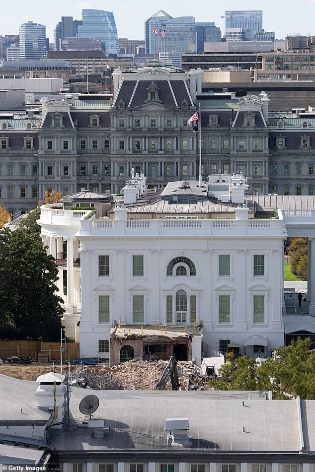 The demolition is part of Donald Trump's plan to build a ballroom on the east side of the White House