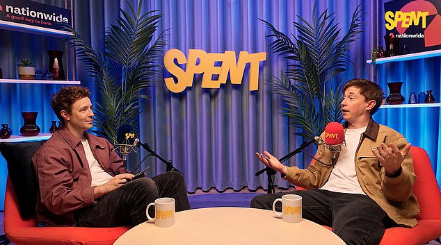 Money talks: Matt Edmondson with his guest, comedian Jake Lambert, on the new Daily Mail podcast Spent!