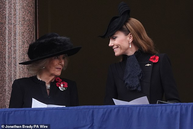 Queen Camilla and the Princess of Wales during the Remembrance Sunday service