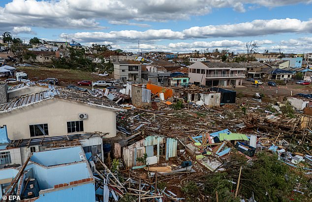 Authorities in the southern Brazilian state of Parana declared a state of public calamity in the municipalities hit by an unprecedented tornado that left at least six dead and 750 injured, as well as a city 90 percent in ruins