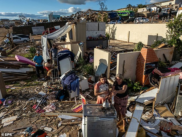 The twister on Friday evening flipped cars like toys and wrecked buildings in Rio Bonito do Iguacu, a town of 14,000 people in Parana state, officials said
