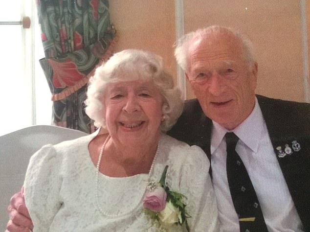 Alec is pictured with his late wife Gladys on their 70th wedding anniversary in 2015