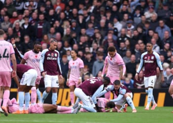 Bournemouth stars Tyler Adams and Adam Smith collapse to floor with nasty head injuries as Aston Villa clash suspended