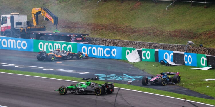 F1 chiefs change Brazil GP track hours before race after three-car crash as fans fear 'that's gonna cause punctures'