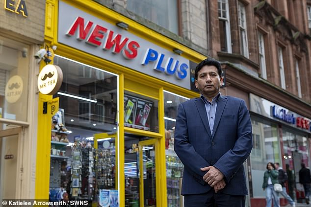 Mohammad Sheikh, the owner of News Plus in Glasgow , says his shop has been targeted 'every day' by shoplifters since opening last November