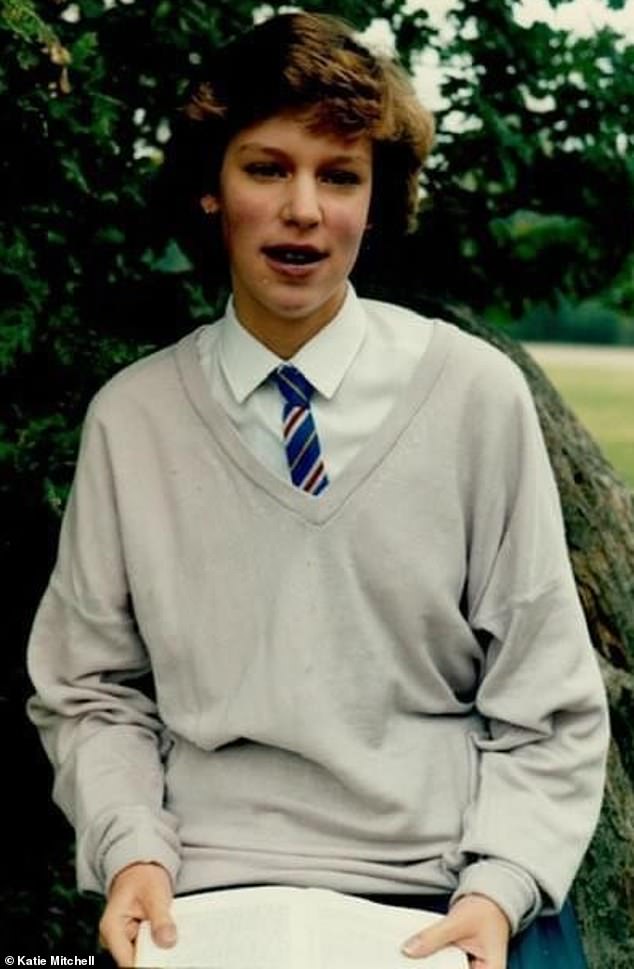 Katie Mitchell is pictured aged 15, a couple of months before her operation. Her lips appear blue due to lack of oxygen