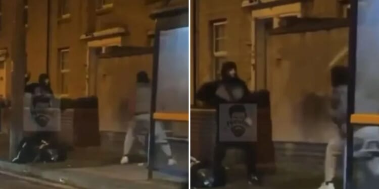 Watch terrifying moment machete-wielding thugs brawl in middle of street