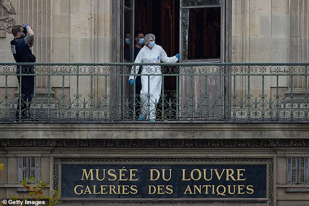 Investigators were seen examining the crime scene once the thieves had fled