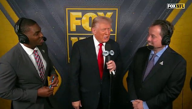 Trump joined the Fox broadcast booth after a stunning arrival at Lions vs Commanders