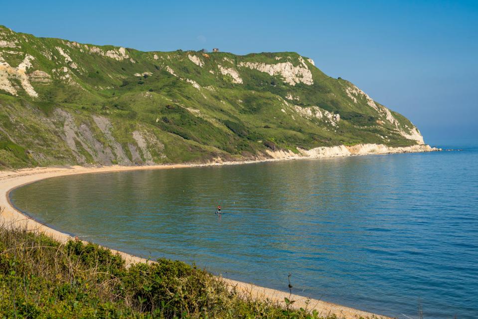 Ringstead Bay, with Weymouth beyond, from White Nothe.