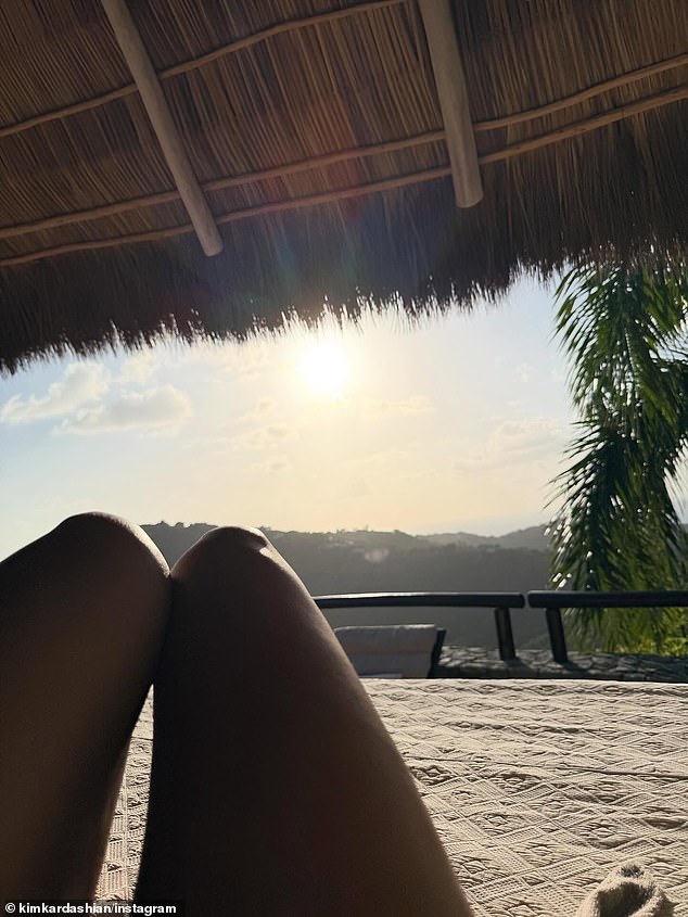 From the beachfront setting to a golden sunset, Kardashian was living in the lap of luxury as she enjoyed the type of getaway only most could dream of
