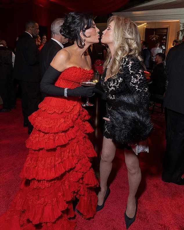 In one snap Kris shared an air smooch with longtime pal Kathy Hilton