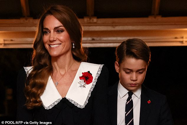 It came just a day after Saturday's Festival of Remembrance service, where she also wore family favourite accessories