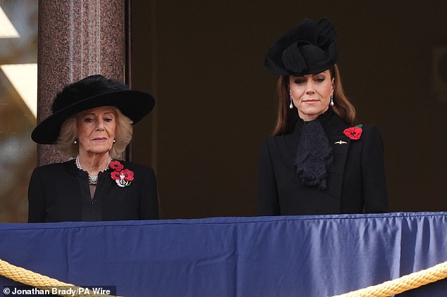 She also honoured her grandfather, Peter Middleton, by wearing a gold-winged RAF brooch, which she carefully placed next to her poppy